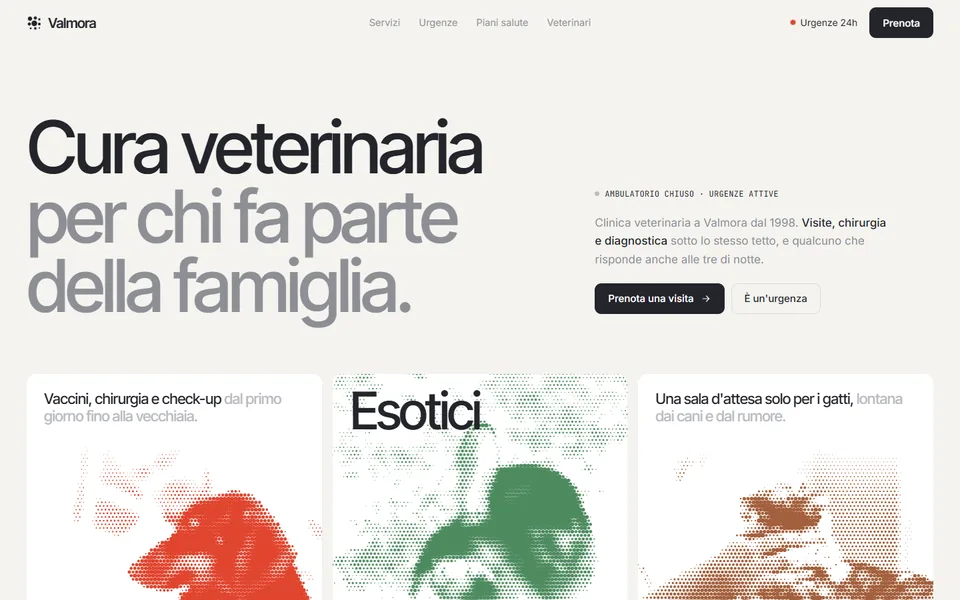 Anteprima del sito Valmora · Clinica veterinaria